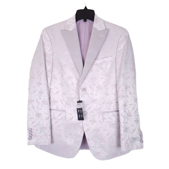 Alfani Men's Slim-Fit Stretch Sheen Floral Evening Jacket Blazer Pink 40L NWT - Picture 1 of 7